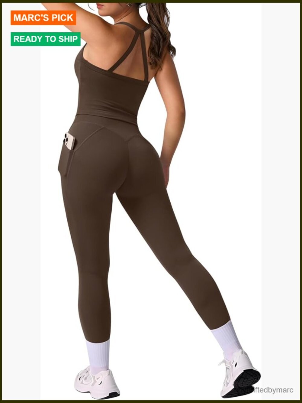 2-Piece Workout Set with Padded Tank Top and Hidden Scrunch Leggings